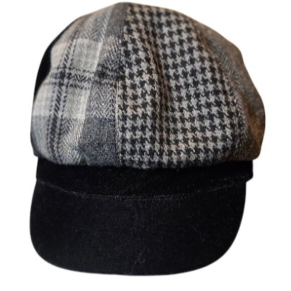Women's Black & Gray SCALA PRONTO Vintage Style Newsboy Cap - Picture 2 of 11